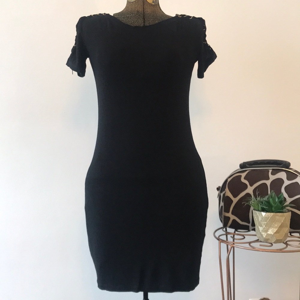 2/$10 Black Dress w/ Shoulder Tie Accent SzM